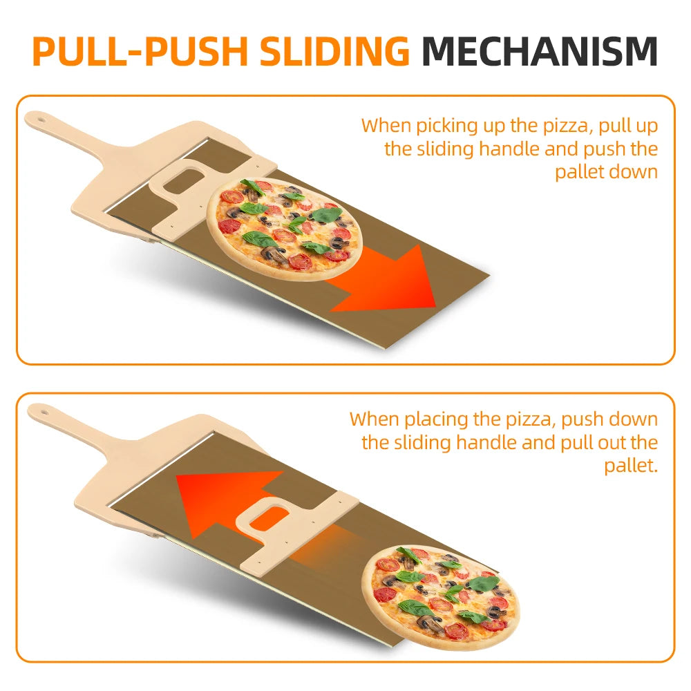 Sliding Pizza Peel - 12 inch Pizza Paddle with Handle and Baking Cloth Non-Stick Pizza Peel for Bread Dough Transfer Kitchen