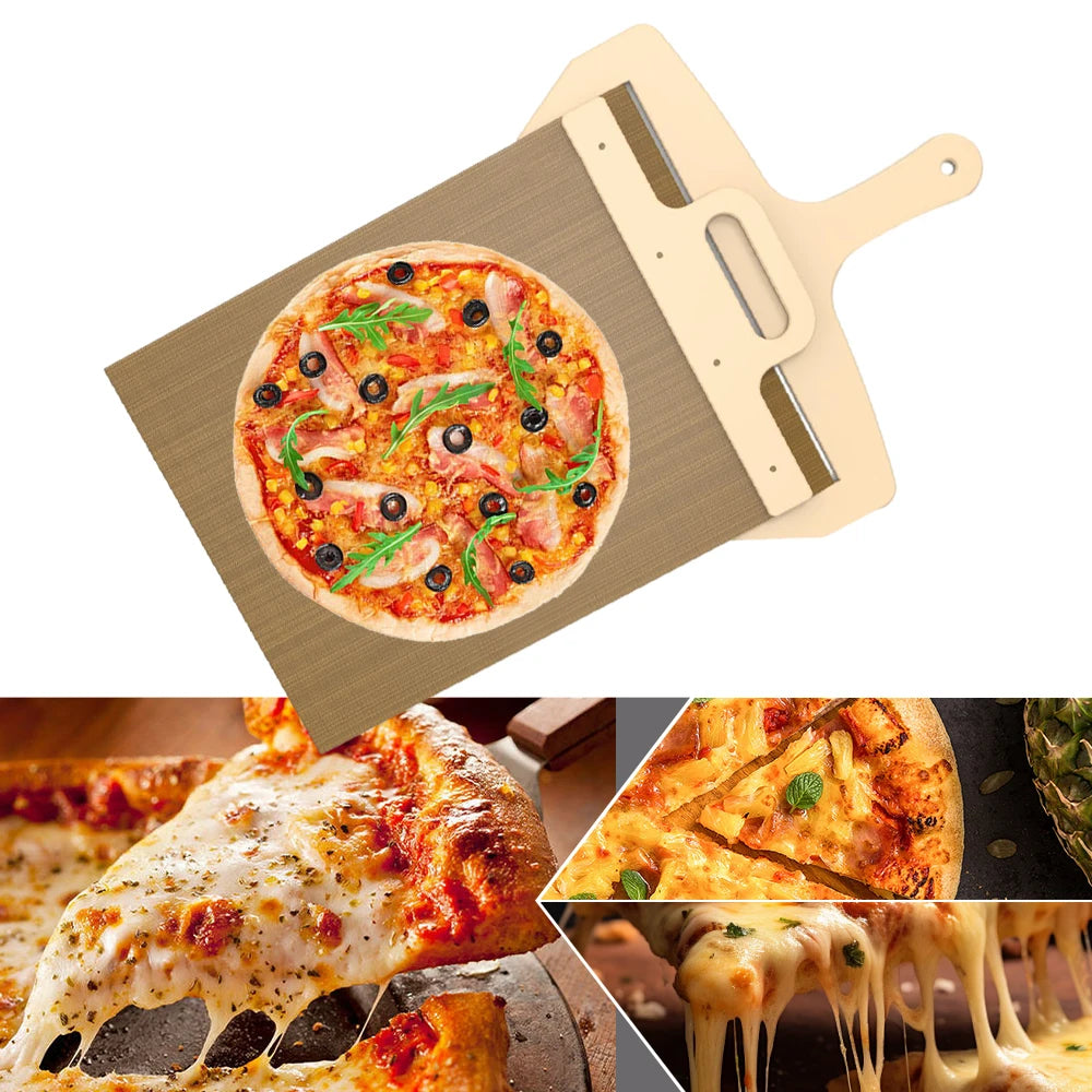 Sliding Pizza Peel - 12 inch Pizza Paddle with Handle and Baking Cloth Non-Stick Pizza Peel for Bread Dough Transfer Kitchen