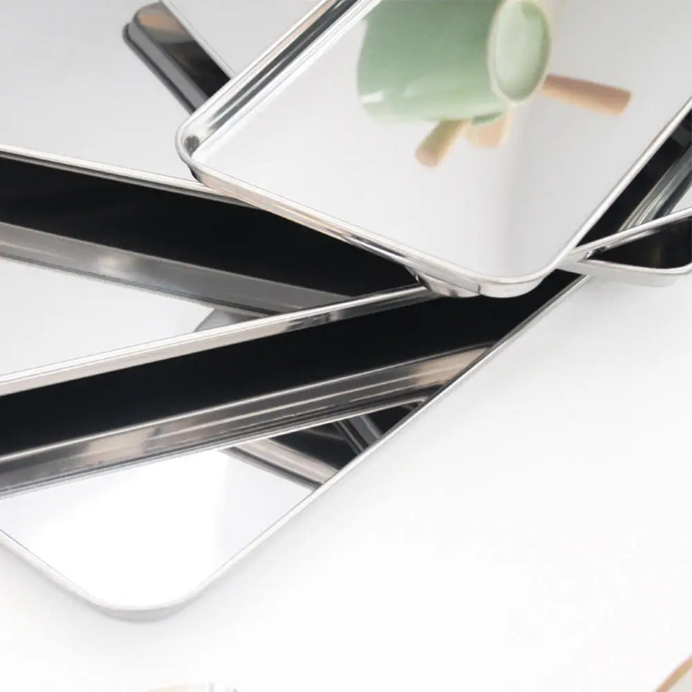 Baking Sheets Set Chef Cookie Sheets Baking Pans Toaster Oven Tray Pans Easy Clean Baking Dishes Kitchen Stainless Steel FDA