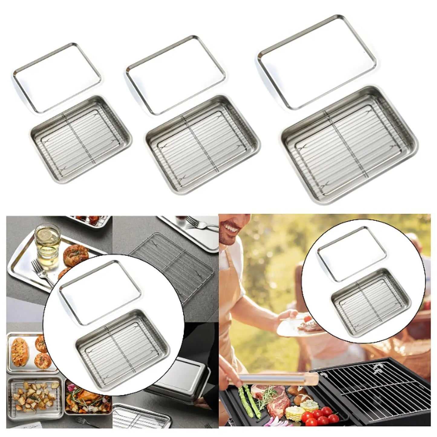Cookie Sheet with Wire Rack Buffet Party Pan Food Prep Container Baking Sheet for Restaurant Cooking Buffet Casserole Roasting