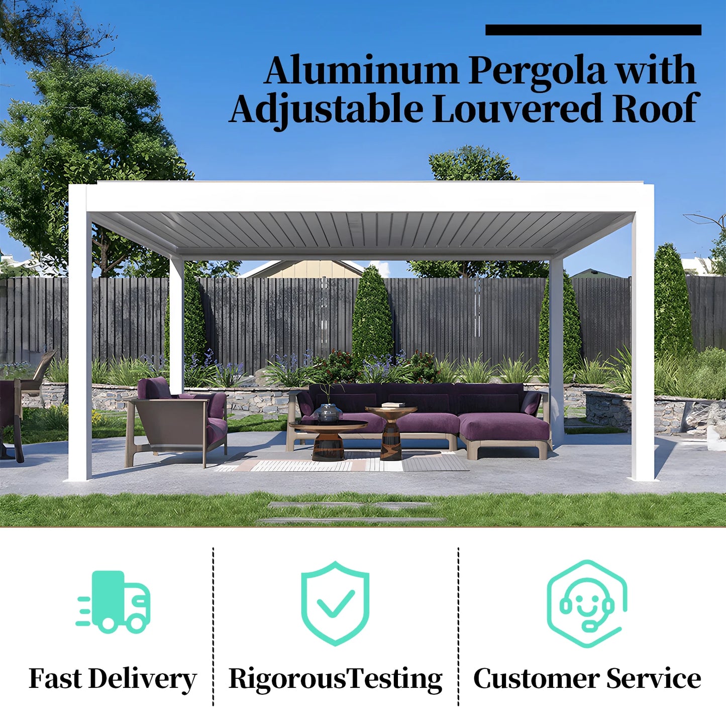 Motorized Louvered Arched Roof Outdoor Bioclimatic Garden Pergola for Patio Balcony Yard pergola