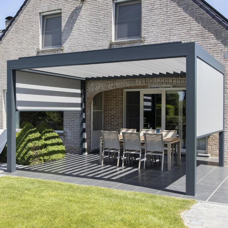 Custom. Style Waterproof Pergola Patio Automatic Louver Roof Aluminum Pergola Tent System Outdoor