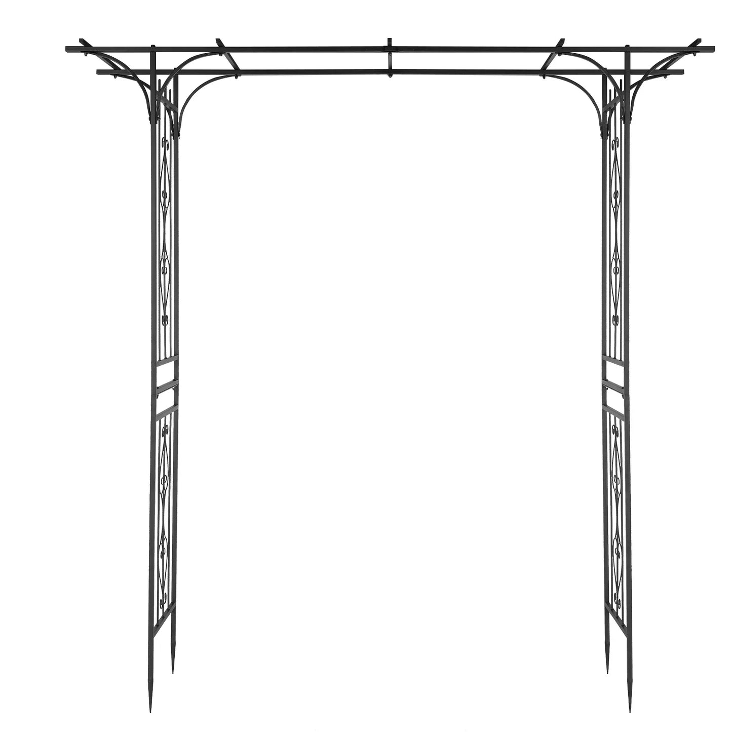 206*41*216cm Iron 16mm Tube Flat Top Courtyard Iron Arch Black Pergola Ogrodowa Modular House Prefab Gazebo