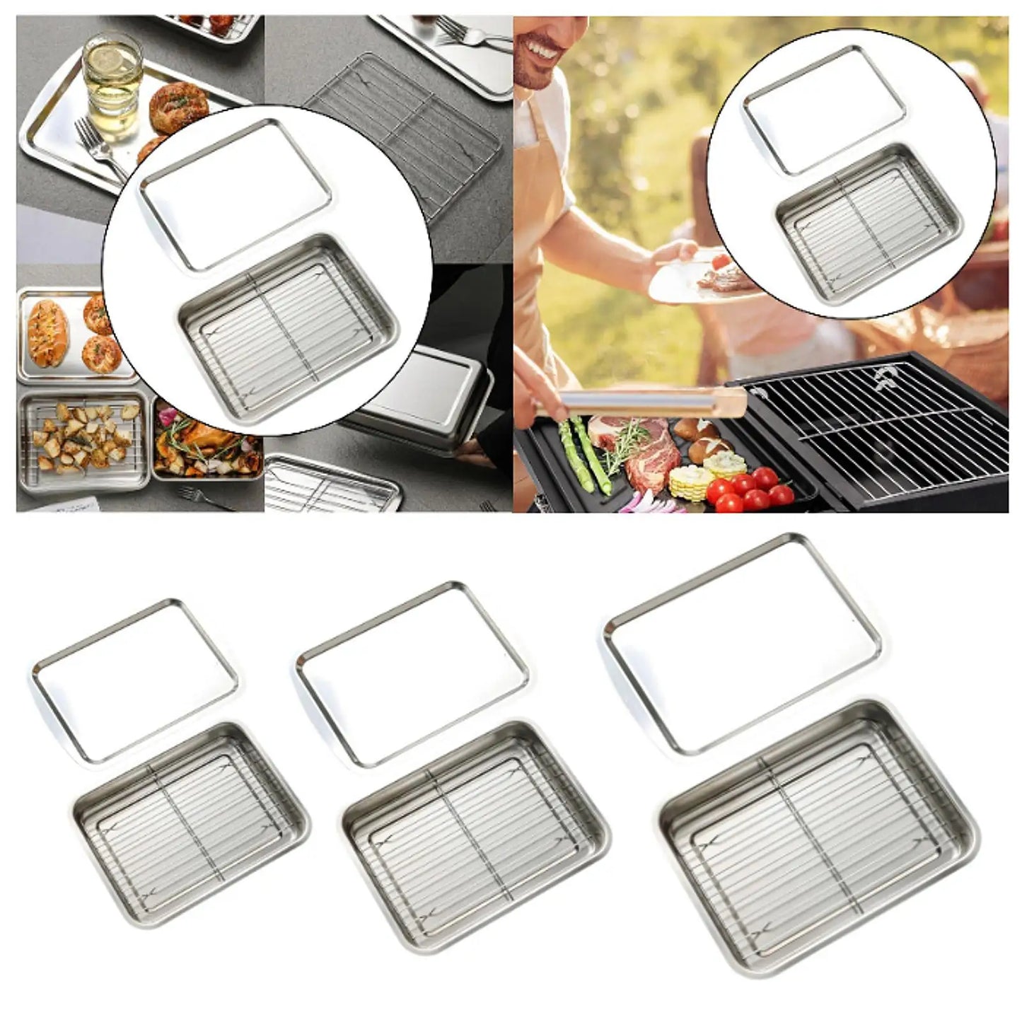 Cookie Sheet with Wire Rack Buffet Party Pan Food Prep Container Baking Sheet for Restaurant Cooking Buffet Casserole Roasting