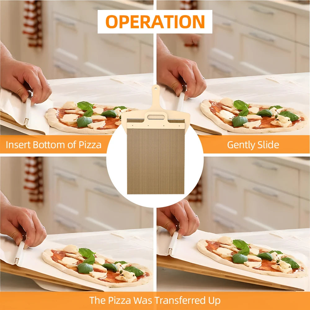 Sliding Pizza Peel - 12 inch Pizza Paddle with Handle and Baking Cloth Non-Stick Pizza Peel for Bread Dough Transfer Kitchen
