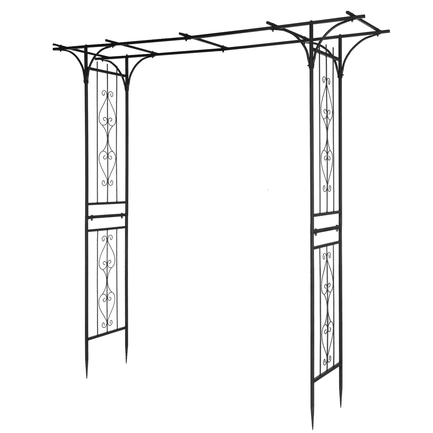 206*41*216cm Iron 16mm Tube Flat Top Courtyard Iron Arch Black Pergola Ogrodowa Modular House Prefab Gazebo