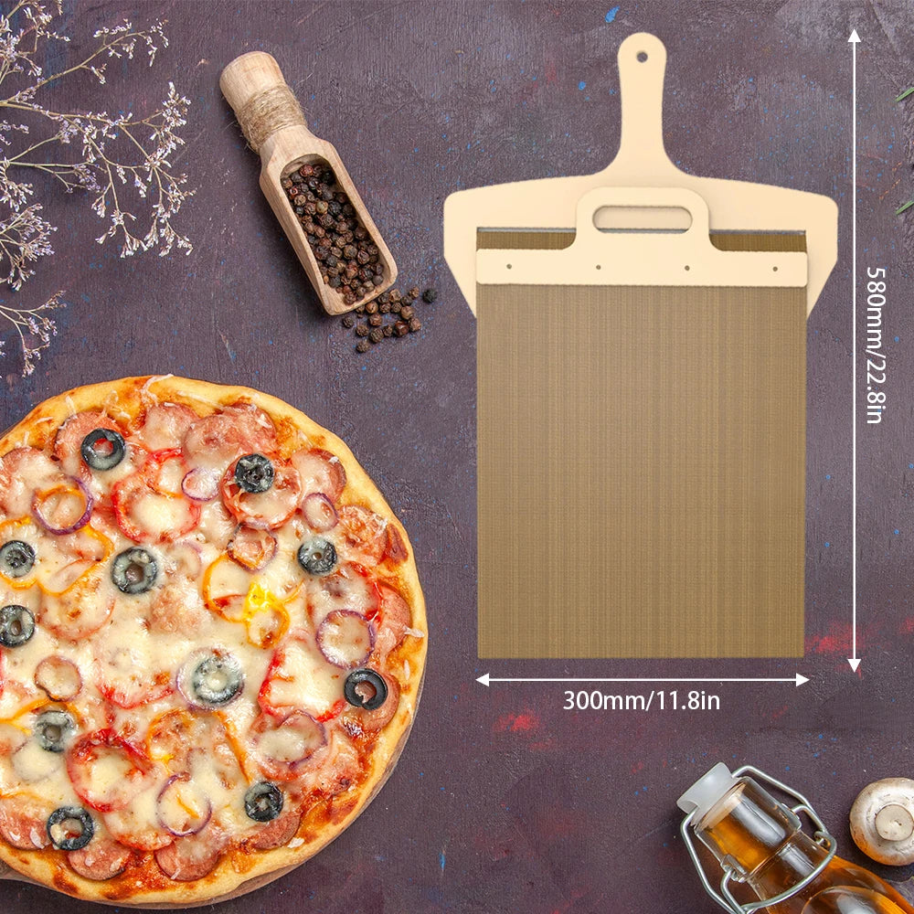Sliding Pizza Peel - 12 inch Pizza Paddle with Handle and Baking Cloth Non-Stick Pizza Peel for Bread Dough Transfer Kitchen
