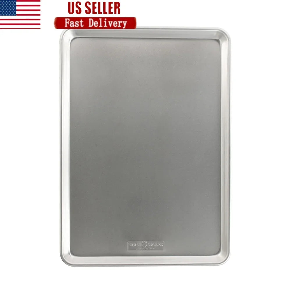 Extra Large Aluminum Cookie Baking Sheet Pan Commercial Duty Non Stick Surface Reinforced Rim Ideal Baking Cookies Bars Savory