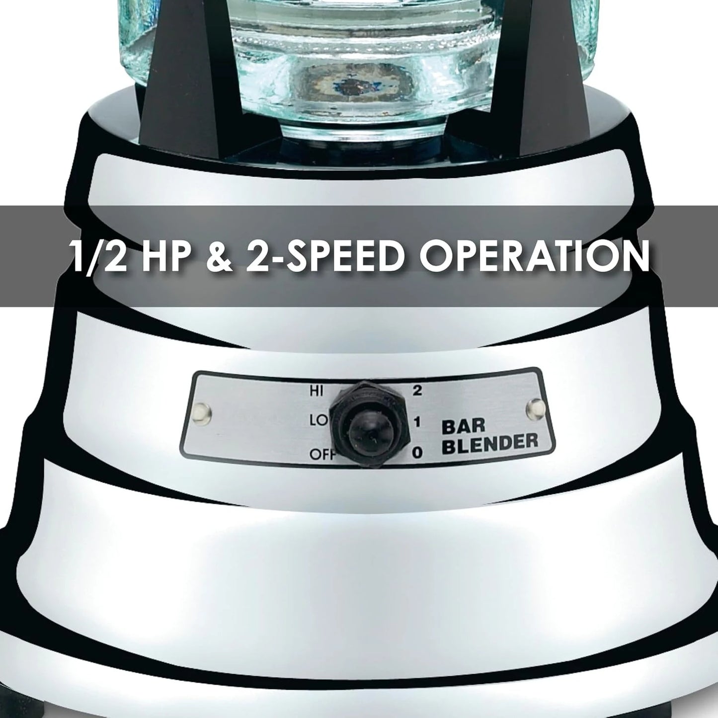 Commercial BB900G 1/2 HP Chrome Bar Blender with 40-Ounce Glass Container Silver