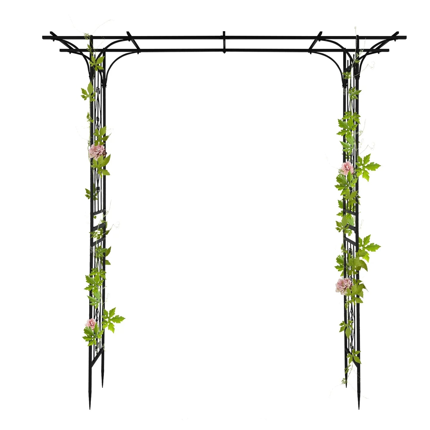 206*41*216cm Iron 16mm Tube Flat Top Courtyard Iron Arch Black Pergola Ogrodowa  Modular House Prefab  Gazebo