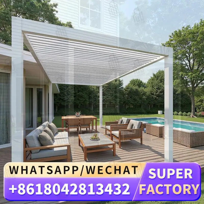 Motorized Louvered Arched Roof Outdoor Bioclimatic Garden Pergola for Patio Balcony Yard pergola