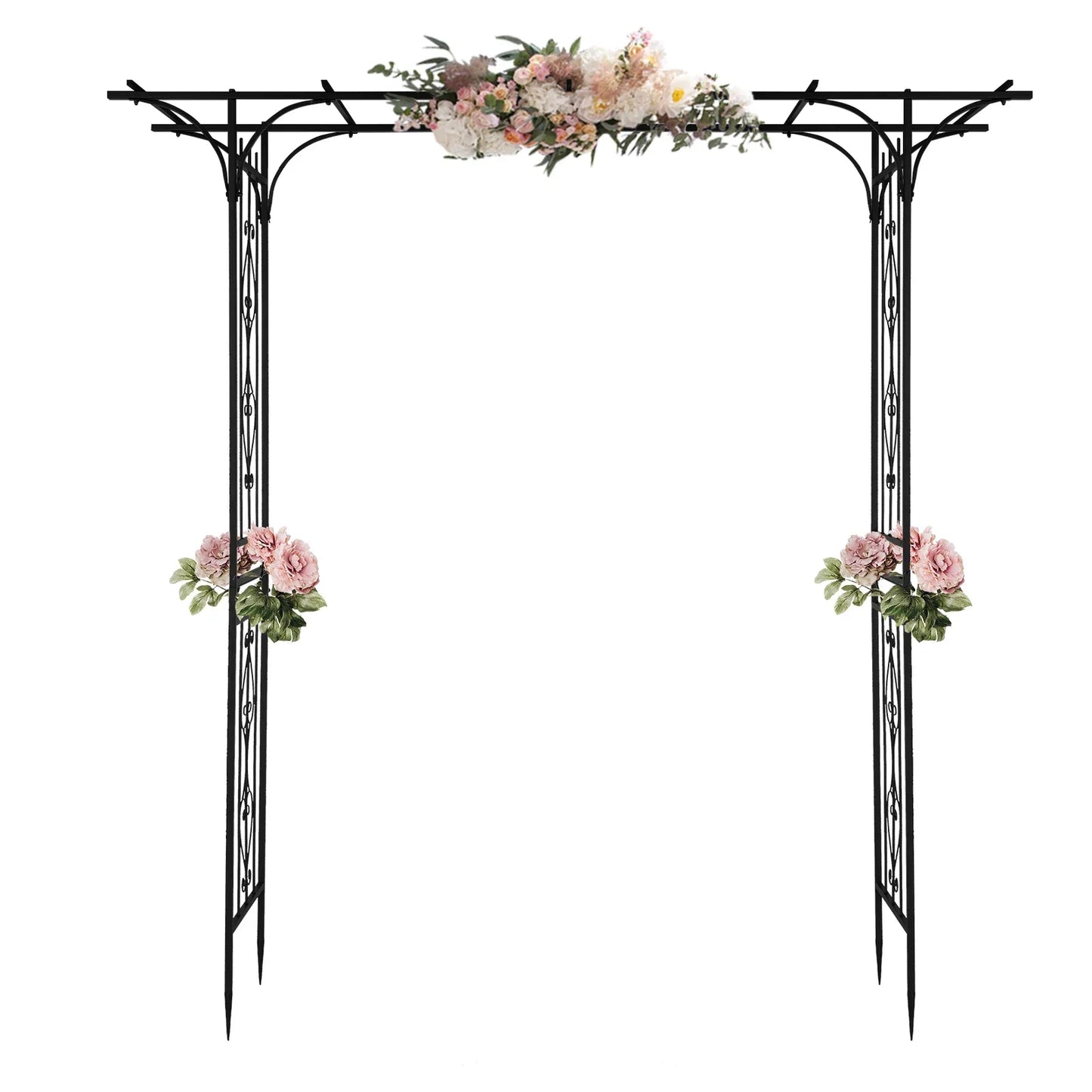 206*41*216cm Iron 16mm Tube Flat Top Courtyard Iron Arch Black Pergola Ogrodowa  Modular House Prefab  Gazebo
