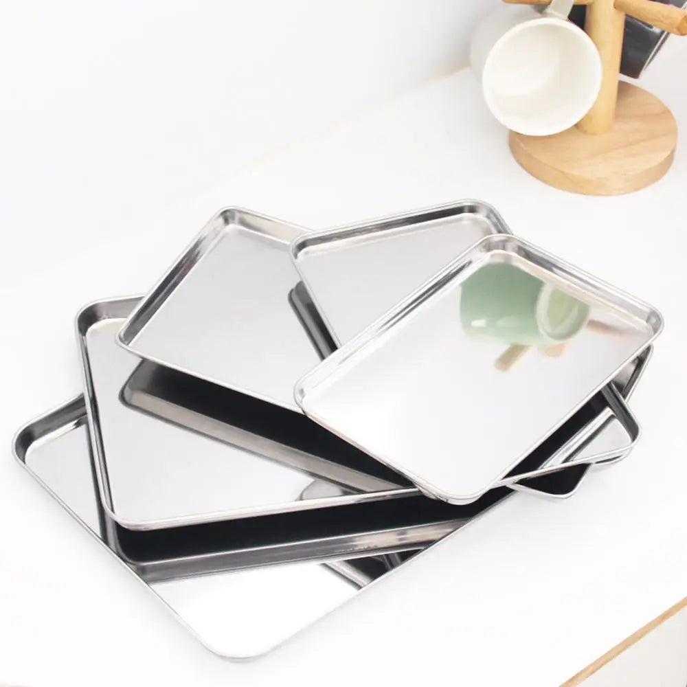 Baking Sheets Set Chef Cookie Sheets Baking Pans Toaster Oven Tray Pans Easy Clean Baking Dishes Kitchen Stainless Steel FDA
