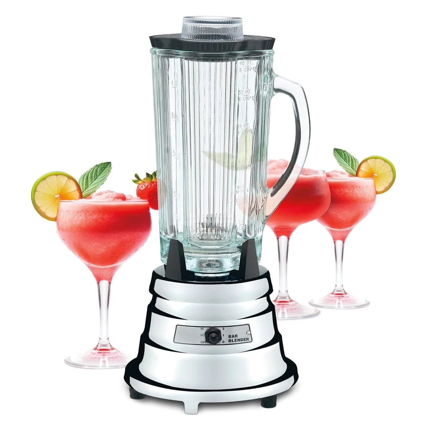 Commercial BB900G 1/2 HP Chrome Bar Blender with 40-Ounce Glass Container Silver