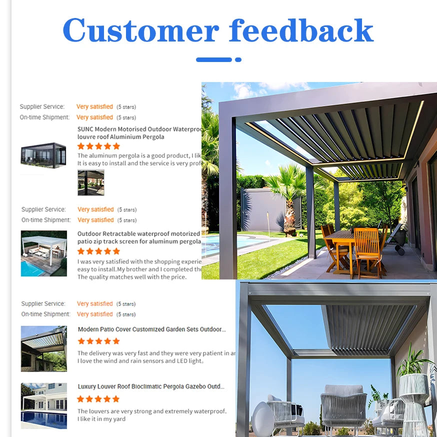 Motorized Louvered Arched Roof Outdoor Bioclimatic Garden Pergola for Patio Balcony Yard pergola