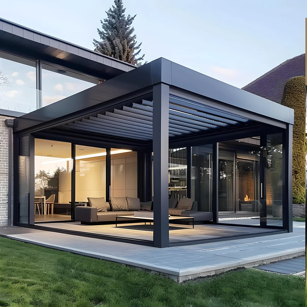 Motorized Outdoor Garden Pergola Villa Pavilion Aluminium Louvered Roof Sunshade Waterproof Custom Size