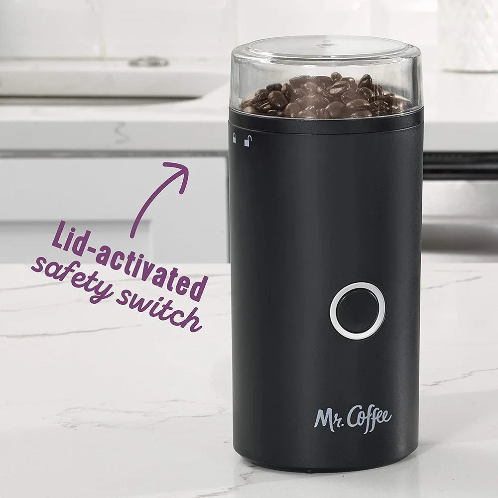 Coffee Grinder Stainless Steel Blades 14-Cup Capacity Easy On Off Switch Transparent Lid Cord Storage Cleaning Brush