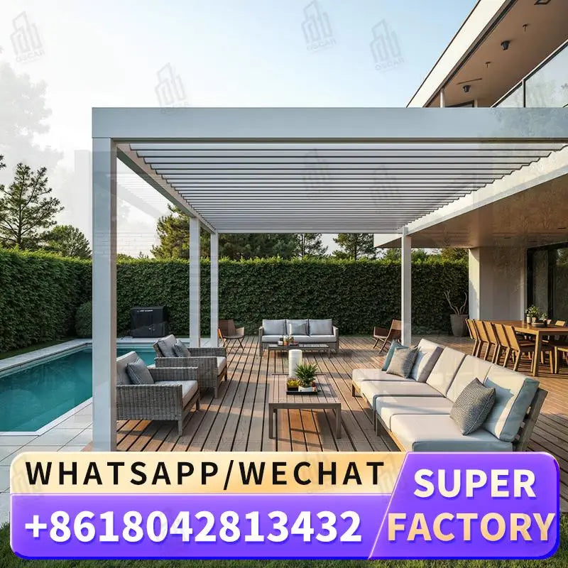 Motorized Louvered Arched Roof Outdoor Bioclimatic Garden Pergola for Patio Balcony Yard pergola