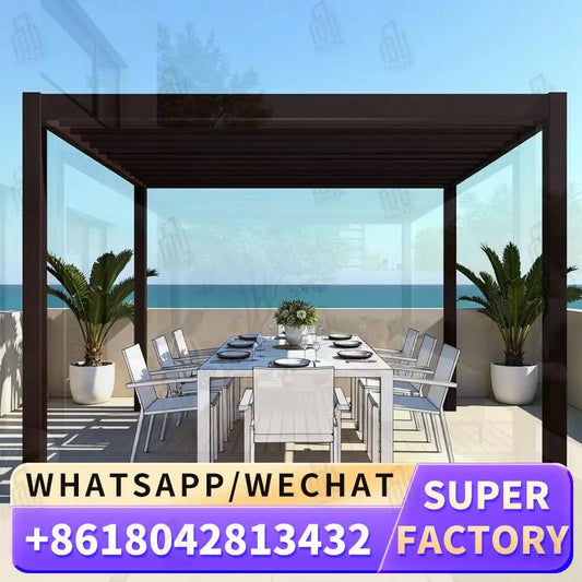 Motorized Louvered Arched Roof Outdoor Bioclimatic Garden Pergola for Patio Balcony Yard pergola