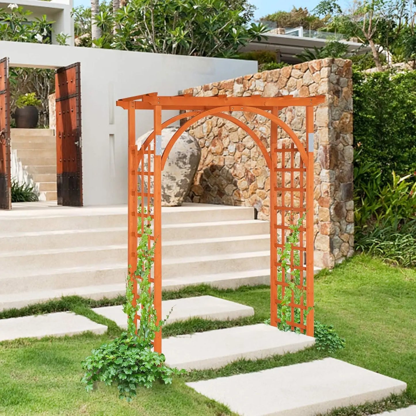 85in Wooden Arbor, Wedding Arch for Ceremony, Wood Trellis for Plant Climbing, Christmas Decor Pergola for Garden Backyard, Lawn