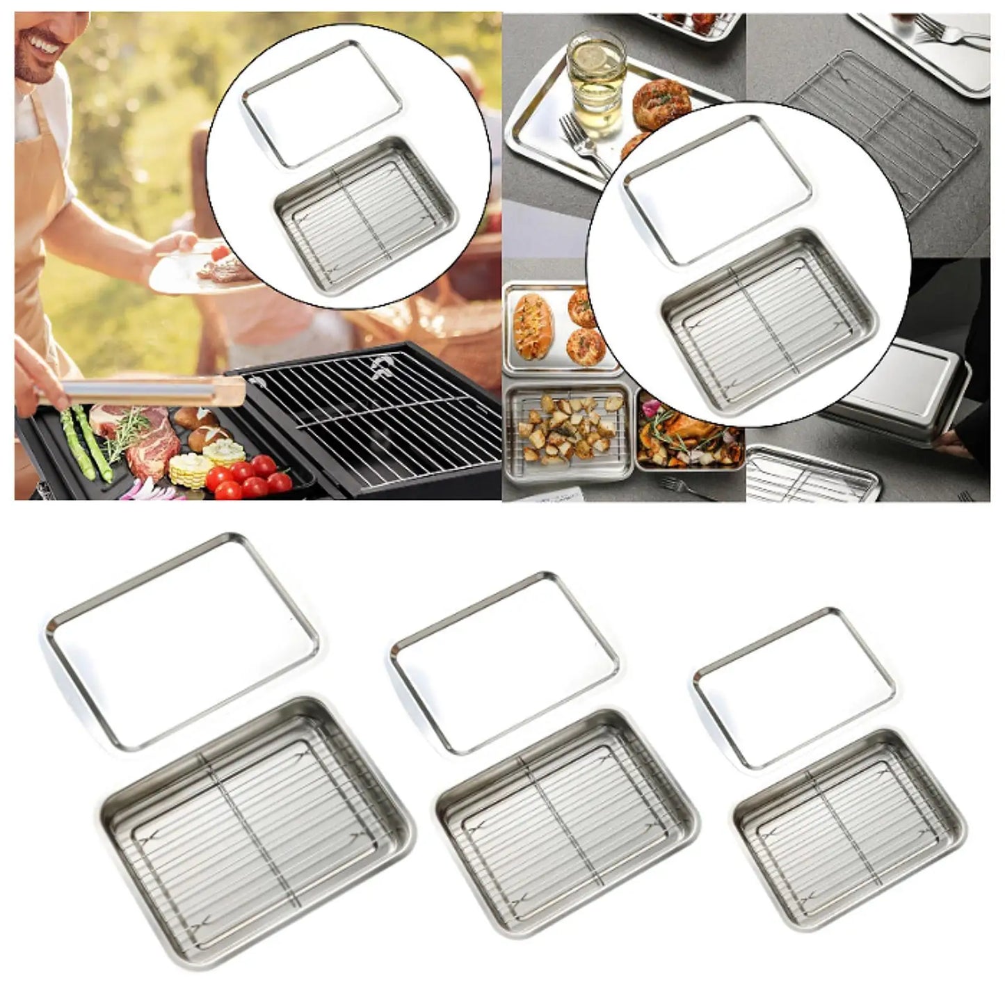Cookie Sheet with Wire Rack Buffet Party Pan Food Prep Container Baking Sheet for Restaurant Cooking Buffet Casserole Roasting