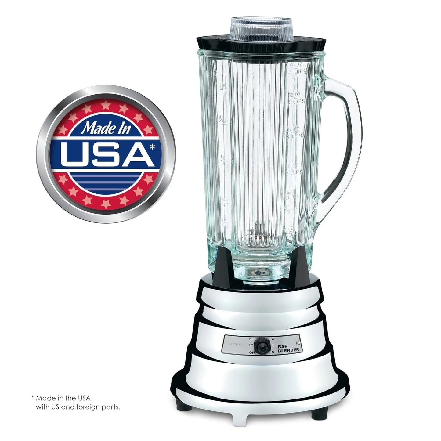 Commercial BB900G 1/2 HP Chrome Bar Blender with 40-Ounce Glass Container Silver