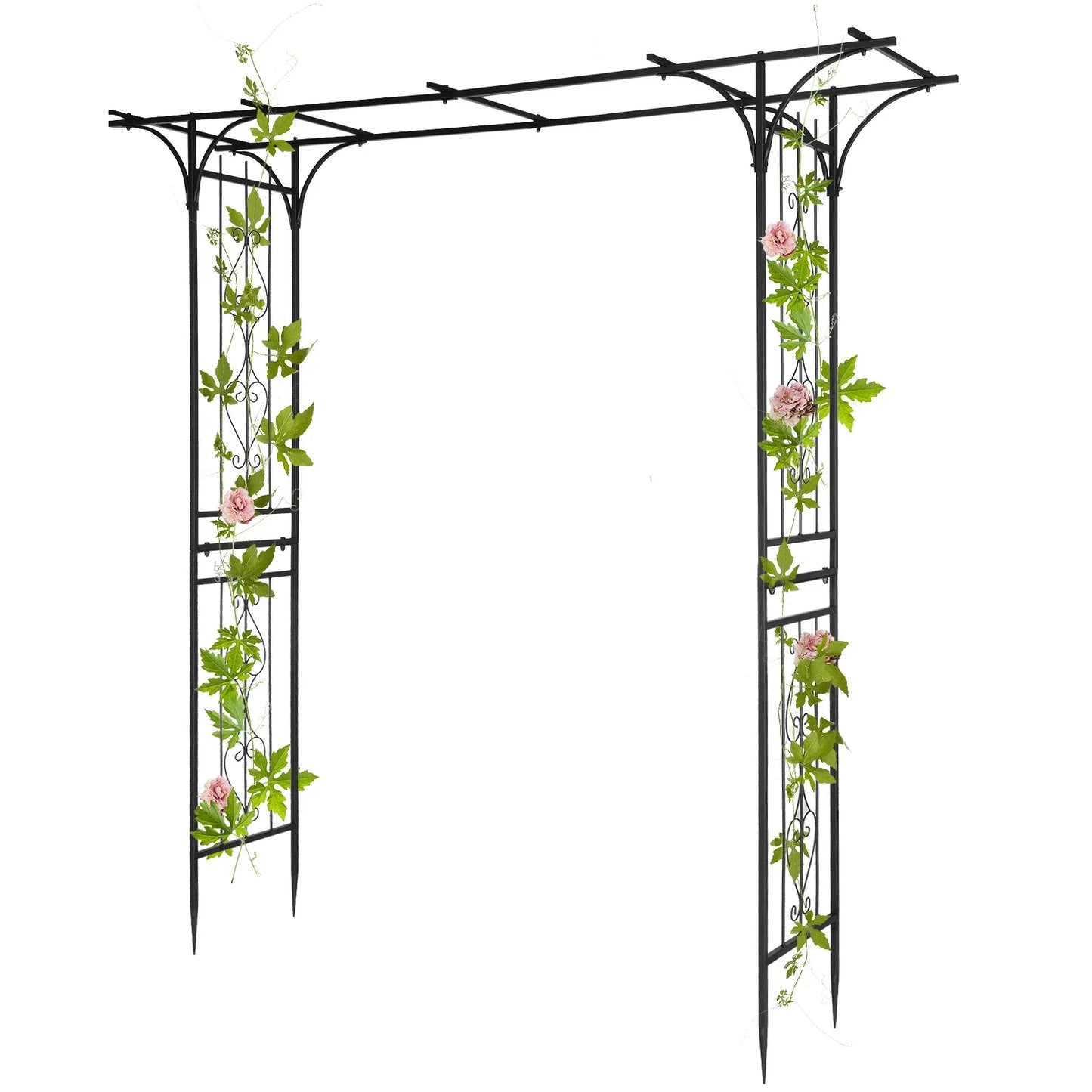 206*41*216cm Iron 16mm Tube Flat Top Courtyard Iron Arch Black Pergola Ogrodowa  Modular House Prefab  Gazebo