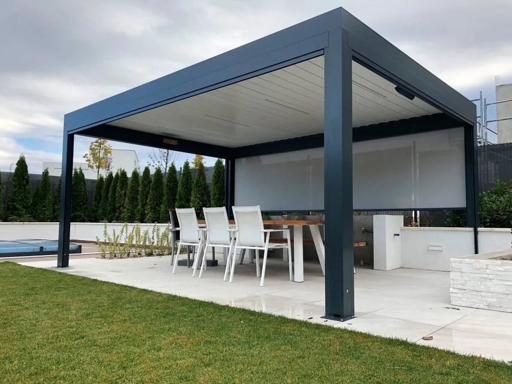 Motorized Outdoor Garden Pergola Villa Pavilion Aluminium Louvered Roof Sunshade Waterproof Custom Size