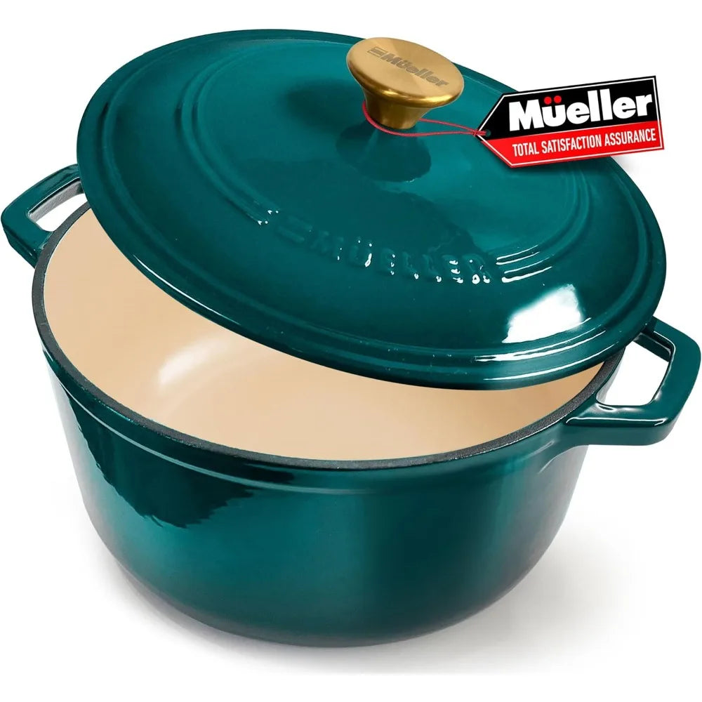 6 Quart Enameled Cast Iron Dutch Oven Pot with Lid, Heavy-Duty, Oven Safe up to 500° F & Across All Cooktops