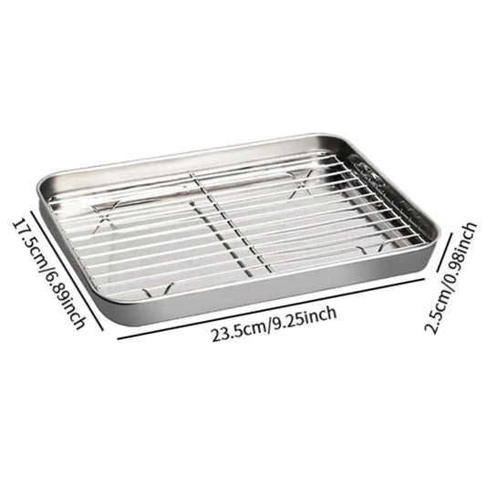 Baking Sheet with Rack Baking Pan with Wire Rack Steel Serving Tray Cookie Pan Cookie Sheet for BBQ Kitchen Family Gatherings
