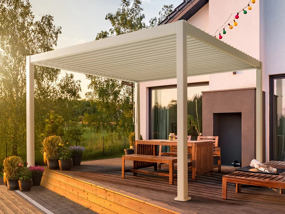 Motorized Outdoor Garden Pergola Villa Pavilion Aluminium Louvered Roof Sunshade Waterproof Custom Size